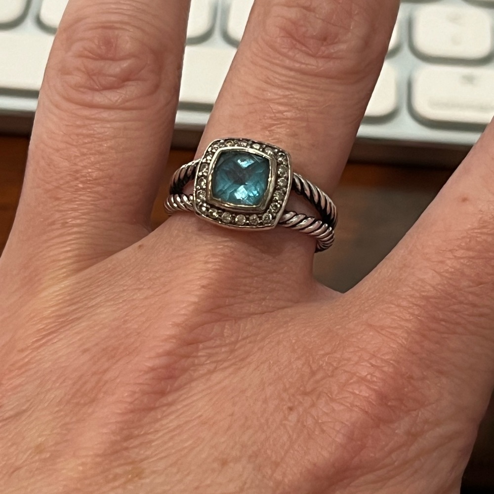 Petite Albion® Diamond Halo Cushion Ring David Yurman